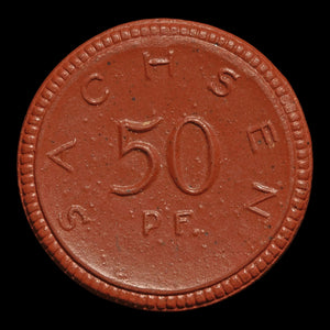 Weimar Germany, Saxony, Porcelain 50 Pfennigs Notgeld (Emergency Money) - 1920 to 1921 CE - Weimar Republic