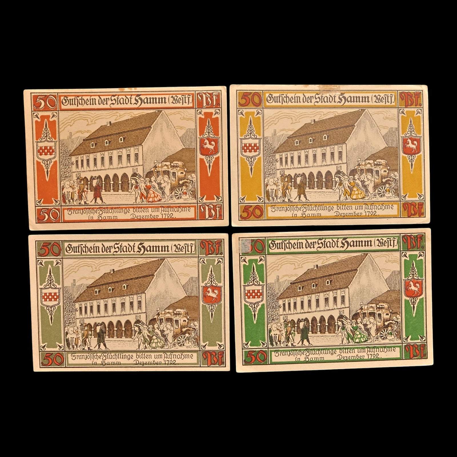 Weimar Germany, City of Hamm, Lot of Four Notgeld Notes - 1921 CE - Weimar Republic