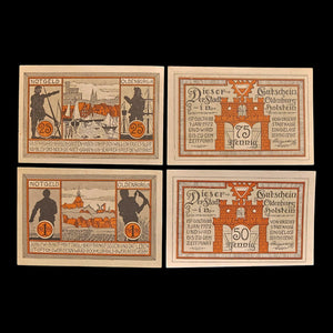 Weimar Germany, Oldenburg in Holstein, Lot of Four Notgeld Notes - 1922 CE - Weimar Republic