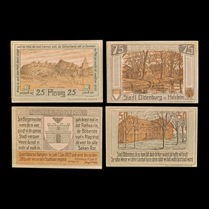 Weimar Germany, Oldenburg in Holstein, Lot of Four Notgeld Notes - 1921 CE - Weimar Republic