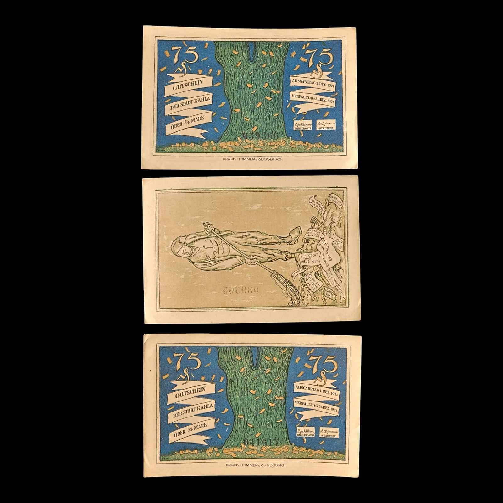 Weimar Germany, City of Kahla, Lot of Three Notgeld Notes - 1921 CE - Weimar Republic