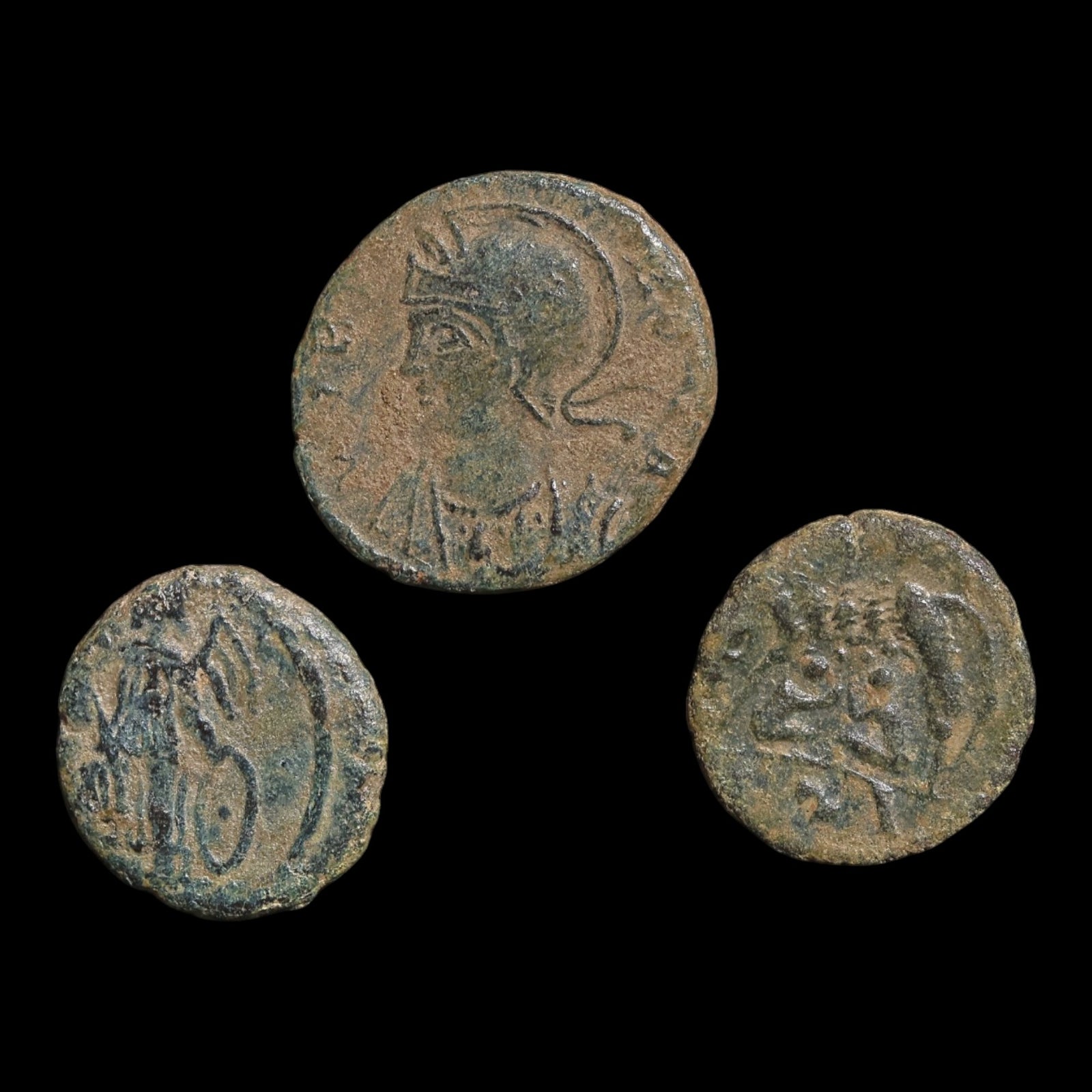 Rome, Constantine the Great, Lot of 3 Rome & Constantinople Commemorative Issues - c. 330 to 348 CE - Roman Empire