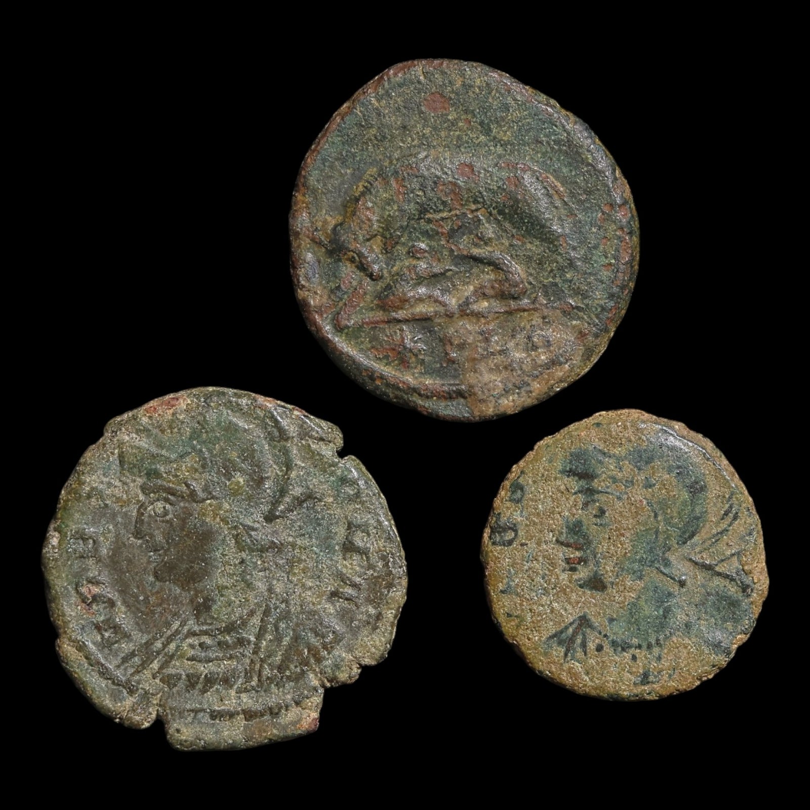 Rome, Constantine the Great, Lot of 3 "Urbs Roma" Commemorative Issues - c. 330 to 348 CE - Roman Empire
