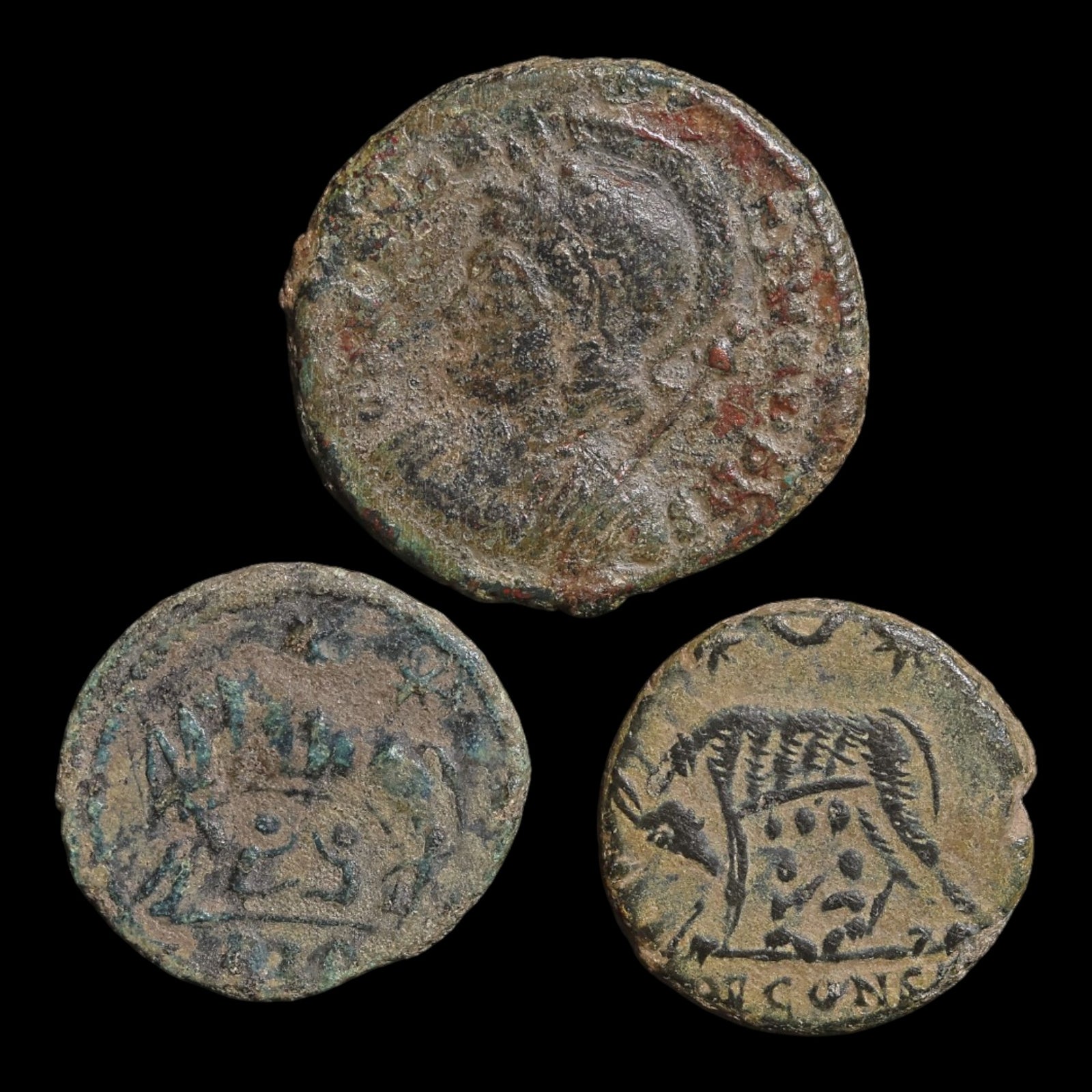 Rome, Constantine the Great, Lot of 3 Rome & Constantinople Commemorative Issues - c. 330 to 348 CE - Roman Empire