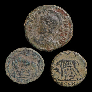 Rome, Constantine the Great, Lot of 3 Rome & Constantinople Commemorative Issues - c. 330 to 348 CE - Roman Empire