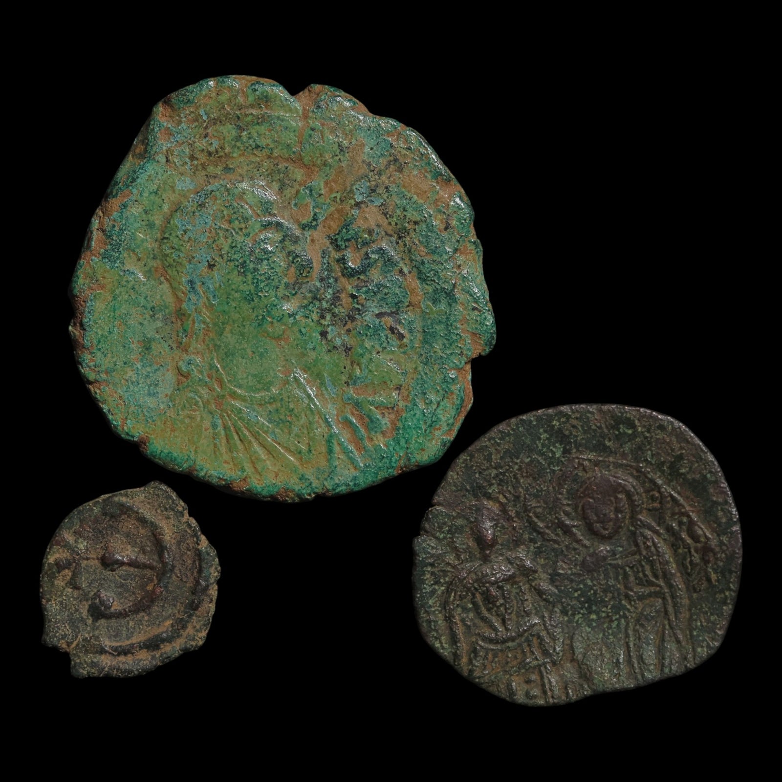 Byzantine Empire, Lot of 3 Copper Issues - c. 500 to 1200 CE - Byzantine Empire