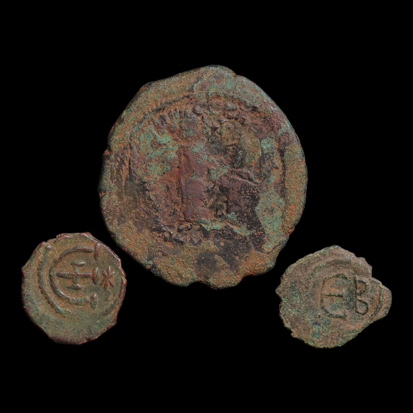 Byzantine Empire, Lot of 3 Copper Issues - c. 500 to 700 CE - Byzantine Empire