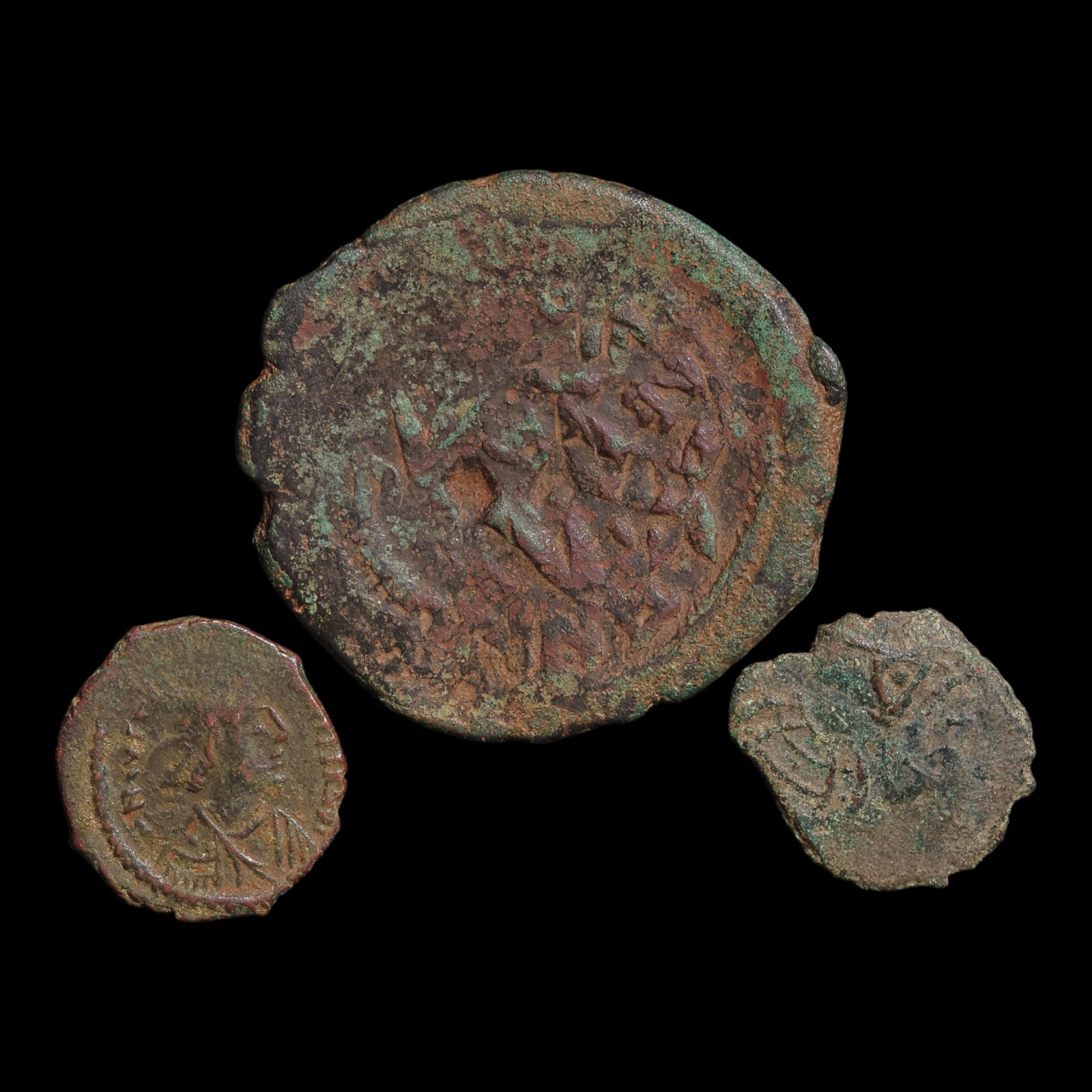 Byzantine Empire, Lot of 3 Copper Issues - c. 500 to 700 CE - Byzantine Empire