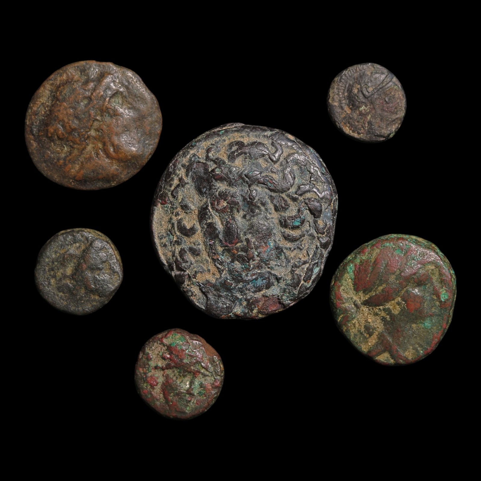 Lot of 6 Miscellaneous Greek Bronze Issues - c. 400 to 50 BCE - Greek World