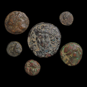 Lot of 6 Miscellaneous Greek Bronze Issues - c. 400 to 50 BCE - Greek World