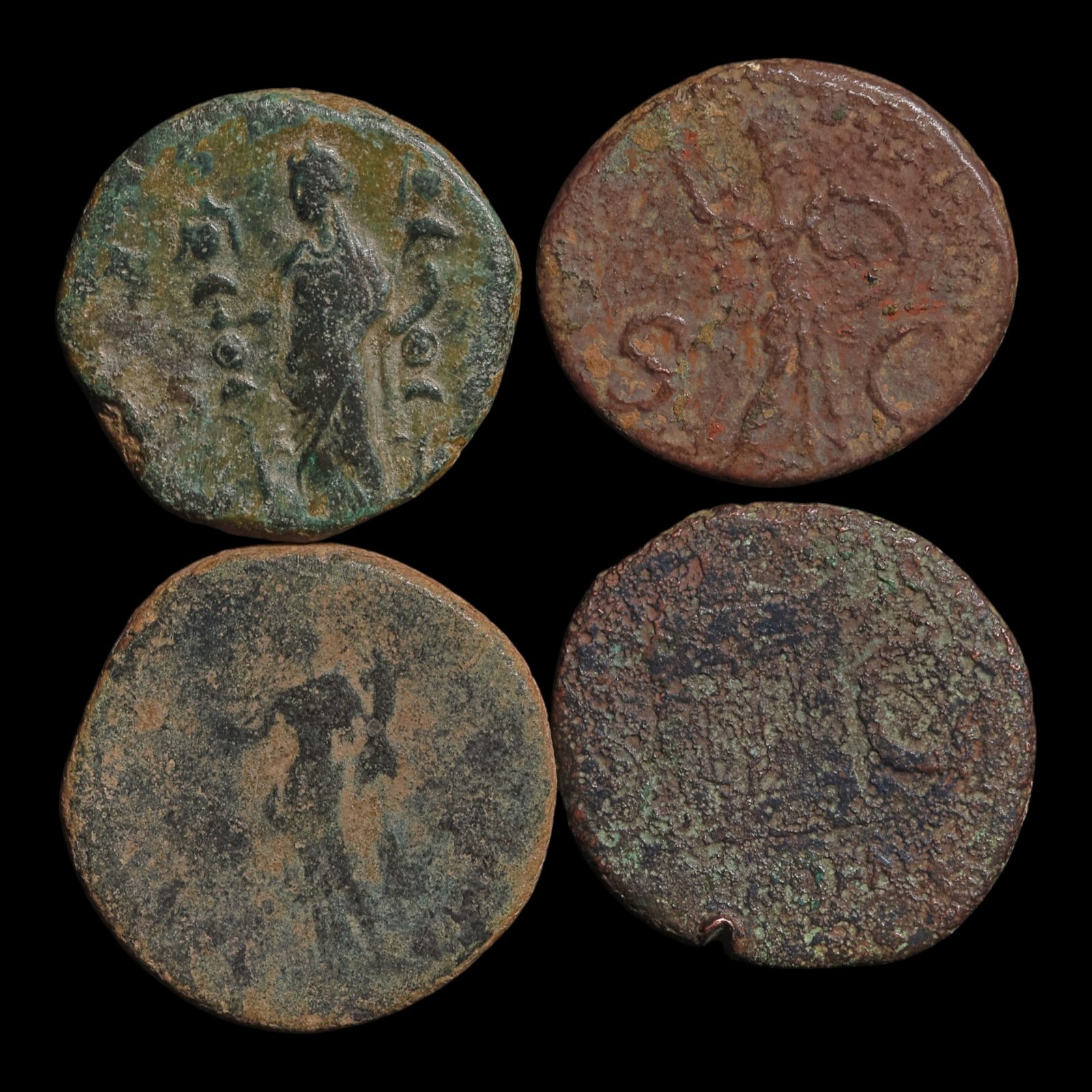 Rome, Lot of 4 Large Bronze Denominations - c. 50 to 250 CE - Roman Empire