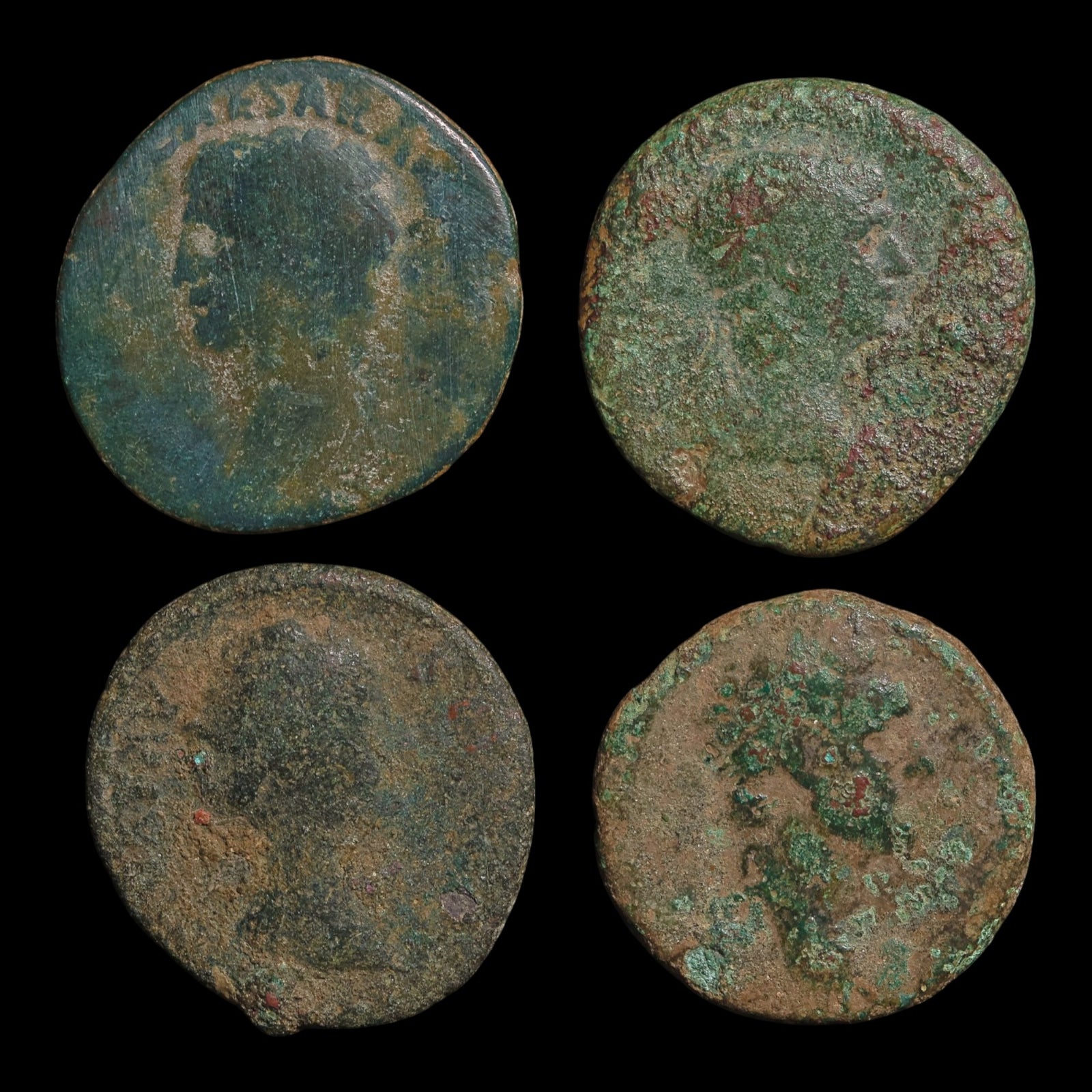 Rome, Lot of 4 Large Bronze Denominations - c. 50 to 250 CE - Roman Empire