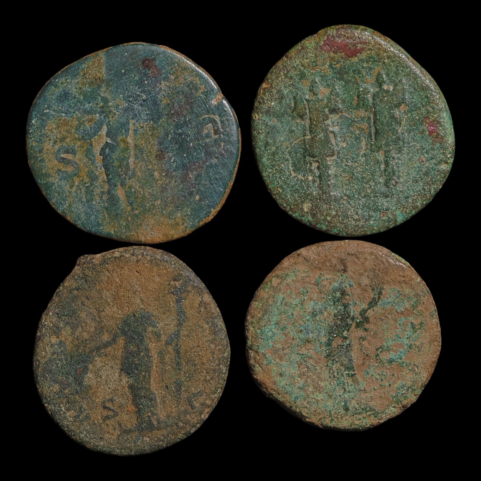 Rome, Lot of 4 Large Bronze Denominations - c. 50 to 250 CE - Roman Empire