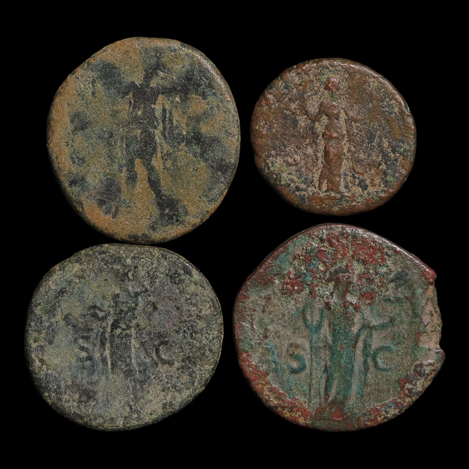 Rome, Lot of 4 Large Bronze Denominations - c. 50 to 250 CE - Roman Empire