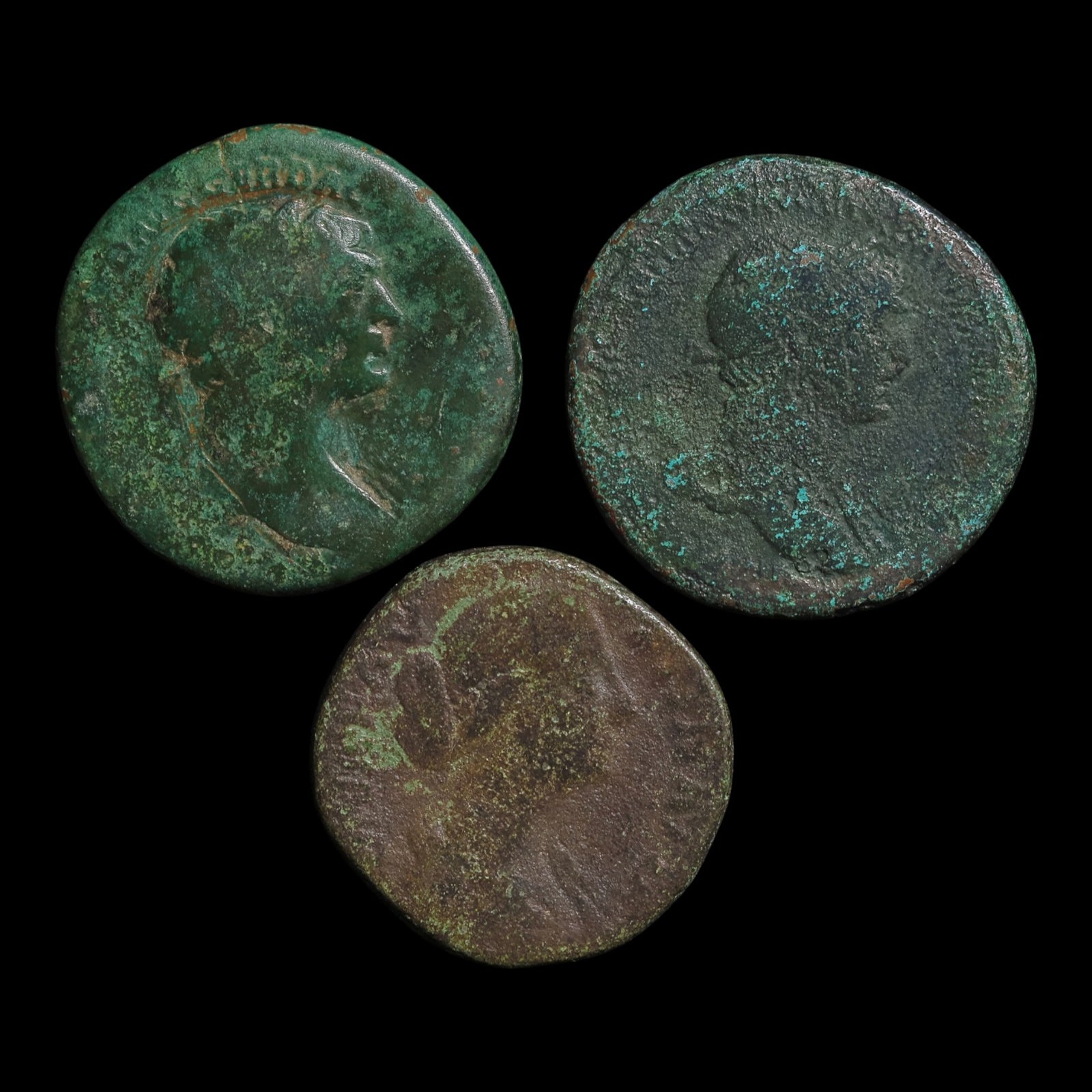 Rome, Lot of 3 Large Bronze Sestertii, Nerva-Antonine Dynasty - 96 to 192 CE - Roman Empire