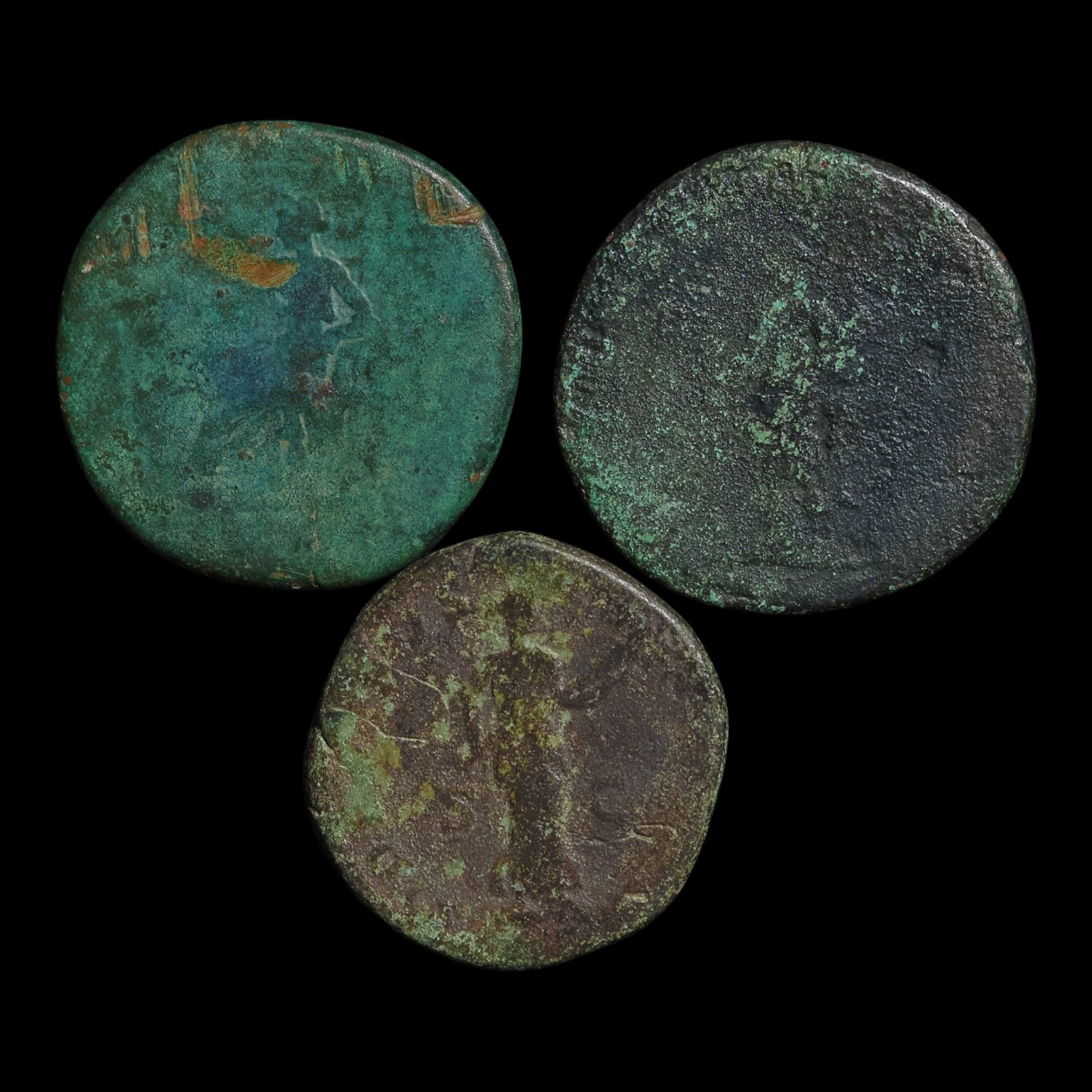 Rome, Lot of 3 Large Bronze Sestertii, Nerva-Antonine Dynasty - 96 to 192 CE - Roman Empire