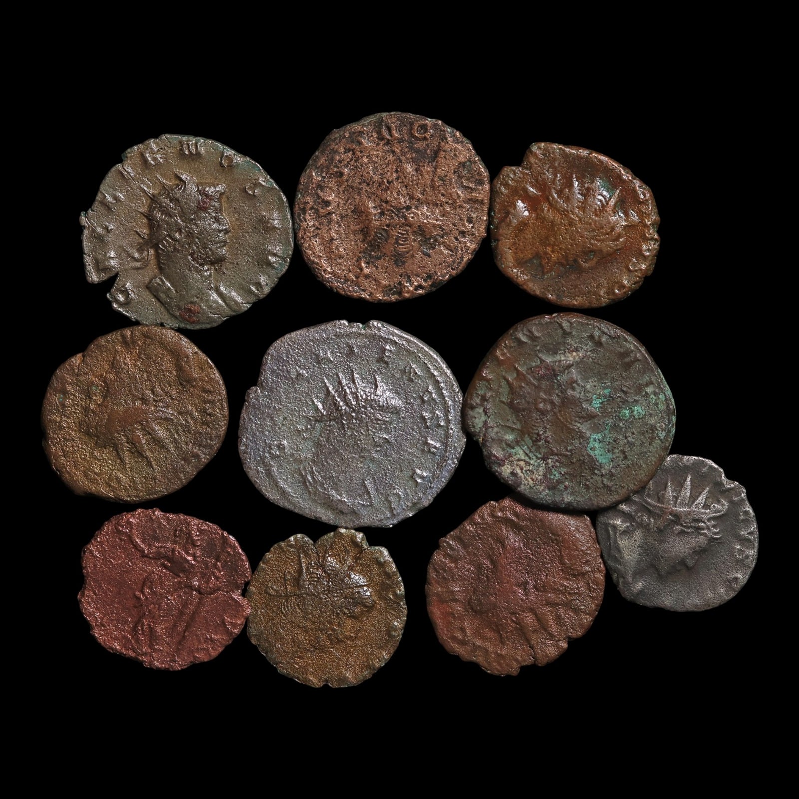 Rome, Crisis of the Third Century, Lot of 10 Antoniniani - c. 253 to 274 CE - Roman Empire
