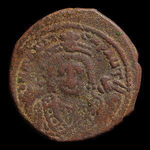 Byzantine Empire, Emperor Maurice Tiberius, AE Follis (Sear 533) - 594 to 595 CE - Byzantine Empire