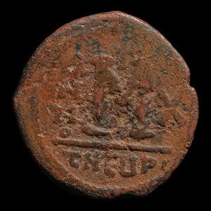 Byzantine Empire, Emperor Maurice Tiberius, AE Follis (Sear 533) - 591 to 592 CE - Byzantine Empire