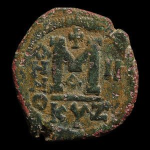 Byzantine Empire, Emperor Maurice Tiberius, AE Follis (Sear 517) - 583 to 584 CE - Byzantine Empire