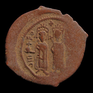 Byzantine Empire, Emperor Phocas and Empress Leontia, AE Follis (Sear 657) - 602 to 603 CE - Byzantine Empire