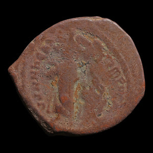 Byzantine Empire, Heraclius and Heraclius Constantine, AE Follis (Overstruck on Past Emperor, Sear 805) - 610 to 641 CE - Byzantine Empire