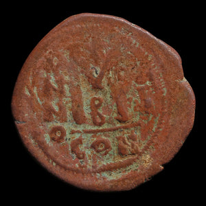 Byzantine Empire, Heraclius and Heraclius Constantine, AE Follis (Overstruck on Past Emperor, Sear 805) - 610 to 641 CE - Byzantine Empire