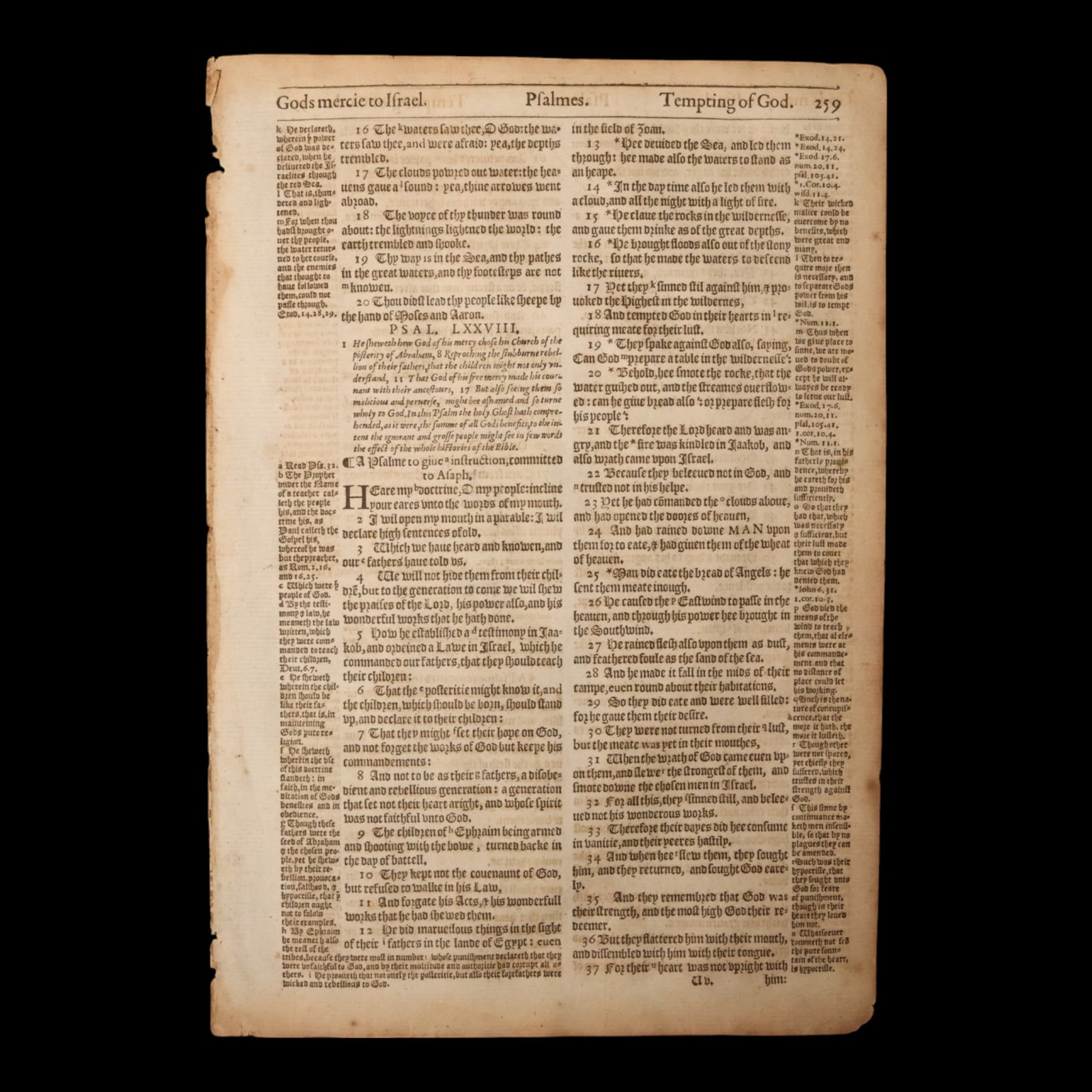 Geneva Bishop’s Bible Leaf (God’s Mercy to Israel, Psalm 78-79) - 1595 - England