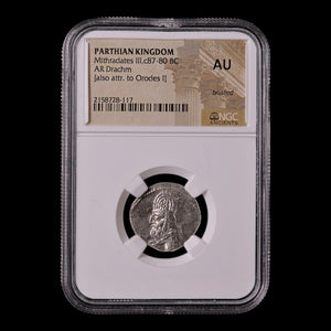 Parthian Kingdom, Mithradates III or Orodes I, Drachm (AU) - c. 87 to 80 BCE - NGC Certified
