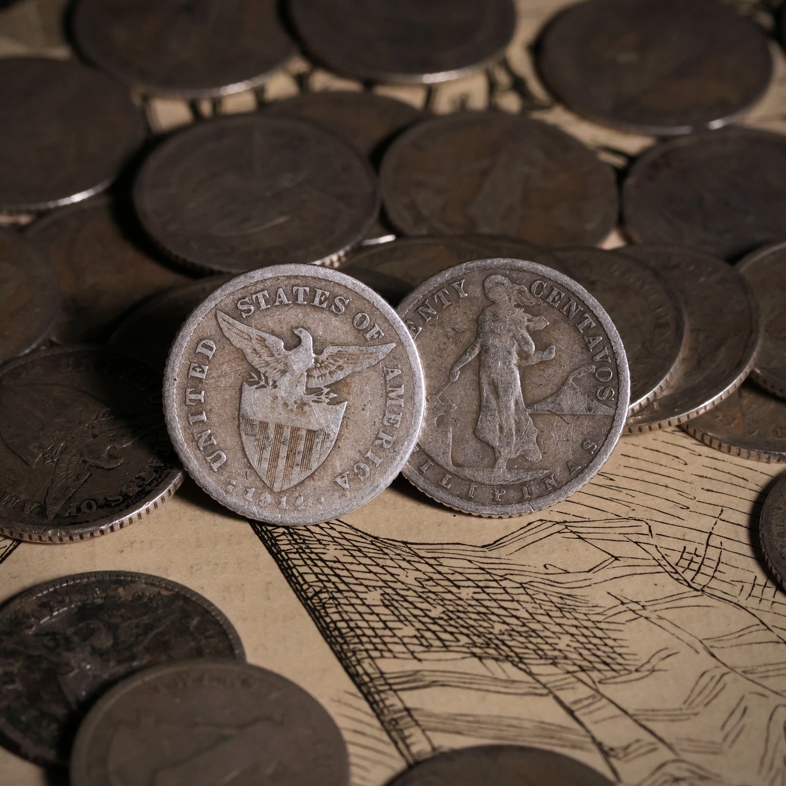 U.S. Controlled Philippines, Twenty Centavos Silver Coin - 1907 to 1929 - U.S. Philippines