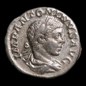 Rome, Emperor Elagabalus, AR Denarius, Laetitia (Goddess of Happiness) - 218 to 222 CE - Roman Empire