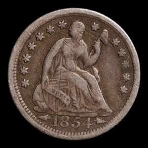 United States, Seated Liberty Silver Half Dime - 1854 - United States
