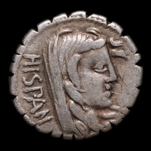 Roman Republic, A. Postumius Albinus, AR Denarius Serratus, Hispania (Personification of Spain) - 81 BCE - Roman Republic