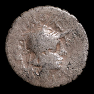 Roman Republic, Cn. Domitius Ahenobarbus, AR Denarius Serratus, Roma (Goddess of Rome) - 118 BCE - Roman Republic