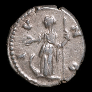 Rome, Empress Faustina II, AR Denarius, Juno (Goddess of Marriage) - 161 to 176 CE - Roman Empire