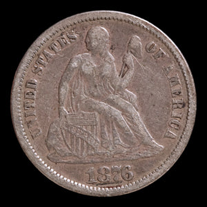 Victorian Era Love Token, Carved Onto U.S. Seated Liberty Dime - 1876 - United States of America