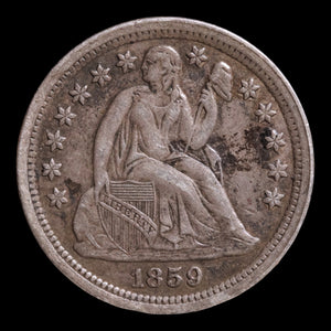 Victorian Era Love Token, Carved Onto U.S. Seated Liberty Dime - 1859 - United States of America