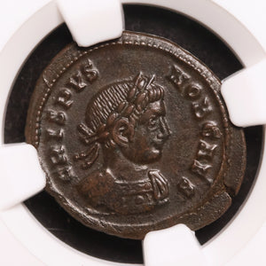 Rome, Emperor Crispus, BI Nummus, Votive Altar Reverse (Ch XF) - 322 to 323 CE - NGC Certified