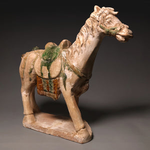Ming Dynasty, Sancai Glazed Pottery, Horse Mingqi Figure - c. 1400s to 1600s CE - Imperial China