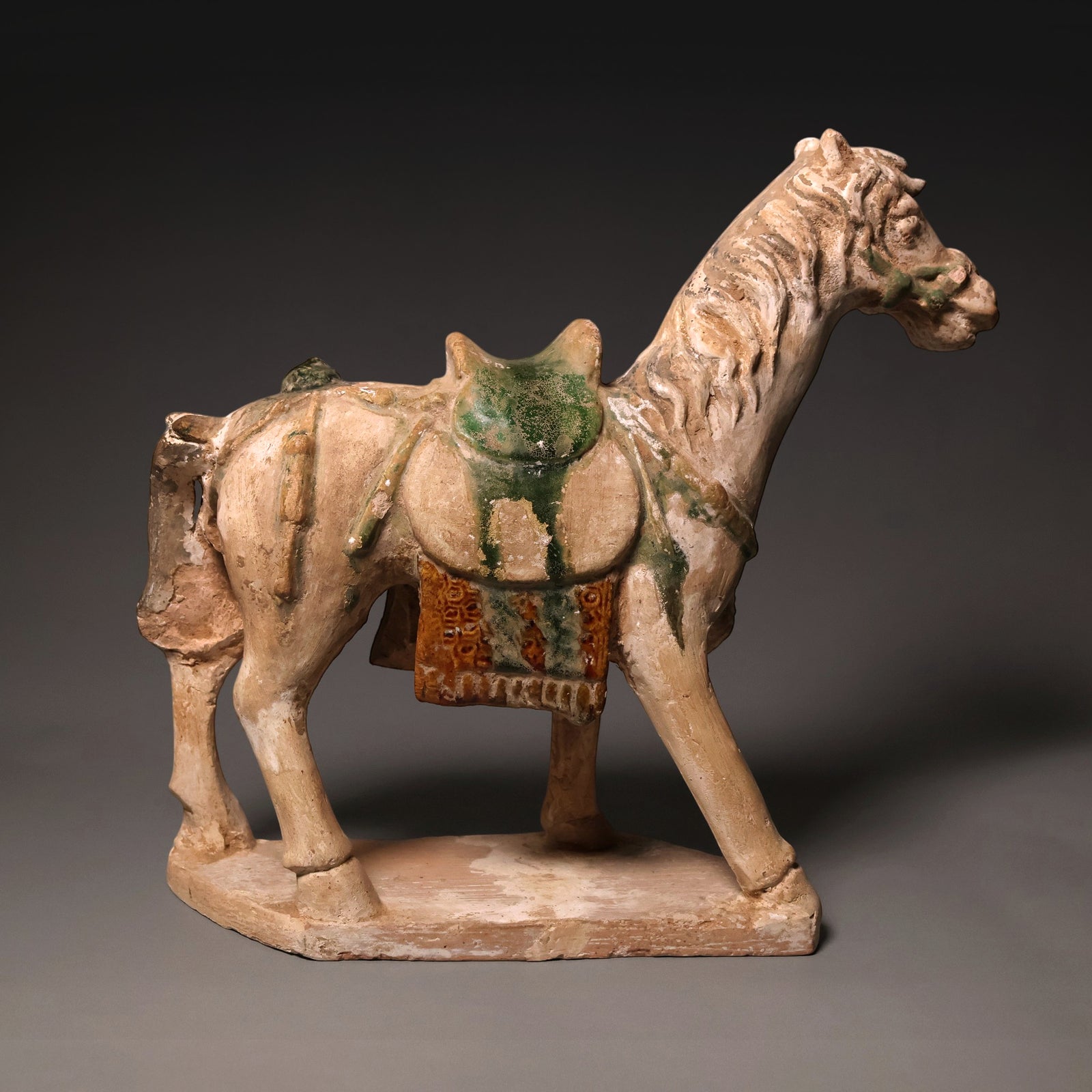 Ming Dynasty, Sancai Glazed Pottery, Horse Mingqi Figure - c. 1400s to 1600s CE - Imperial China