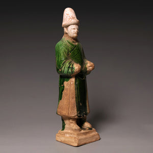 Ming Dynasty, Sancai Glazed Pottery, Western "Barbarian" (Hu Ren) Mingqi Figure - c. 1400s to 1600s CE - Imperial China