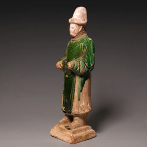 Ming Dynasty, Sancai Glazed Pottery, Western "Barbarian" (Hu Ren) Mingqi Figure - c. 1400s to 1600s CE - Imperial China