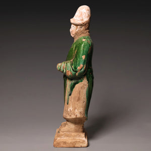 Ming Dynasty, Sancai Glazed Pottery, Western "Barbarian" (Hu Ren) Mingqi Figure - c. 1400s to 1600s CE - Imperial China