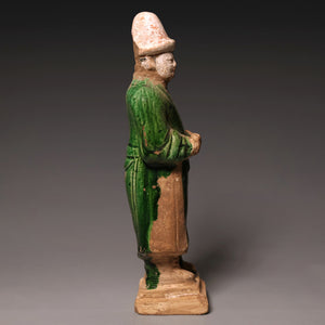 Ming Dynasty, Sancai Glazed Pottery, Western "Barbarian" (Hu Ren) Mingqi Figure - c. 1400s to 1600s CE - Imperial China