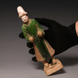 Ming Dynasty, Sancai Glazed Pottery, Western "Barbarian" (Hu Ren) Mingqi Figure - c. 1400s to 1600s CE - Imperial China
