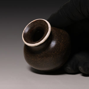 Song Dynasty, Small White Rimmed Vessel with Brown Glaze - c. 900s to 1200s CE - Imperial China