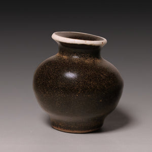 Song Dynasty, Small White Rimmed Vessel with Brown Glaze - c. 900s to 1200s CE - Imperial China