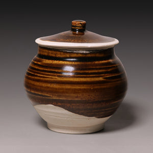 Yuan Dynasty, Ceramic Tea Jar with Striped Brown Glaze - c. 1300s to 1400s CE - Imperial China