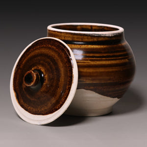 Yuan Dynasty, Ceramic Tea Jar with Striped Brown Glaze - c. 1300s to 1400s CE - Imperial China