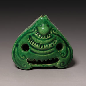 Qing Dynasty, Green-Glazed Bat Shaped Calligraphy Brush Holder - c. 1700s to 1800s - Imperial China